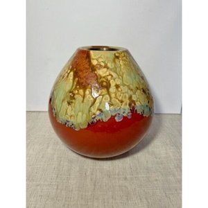 Earth Rain Drop Vase Drip Glaze Brass Insert Planter  Vase Vintage Handmade